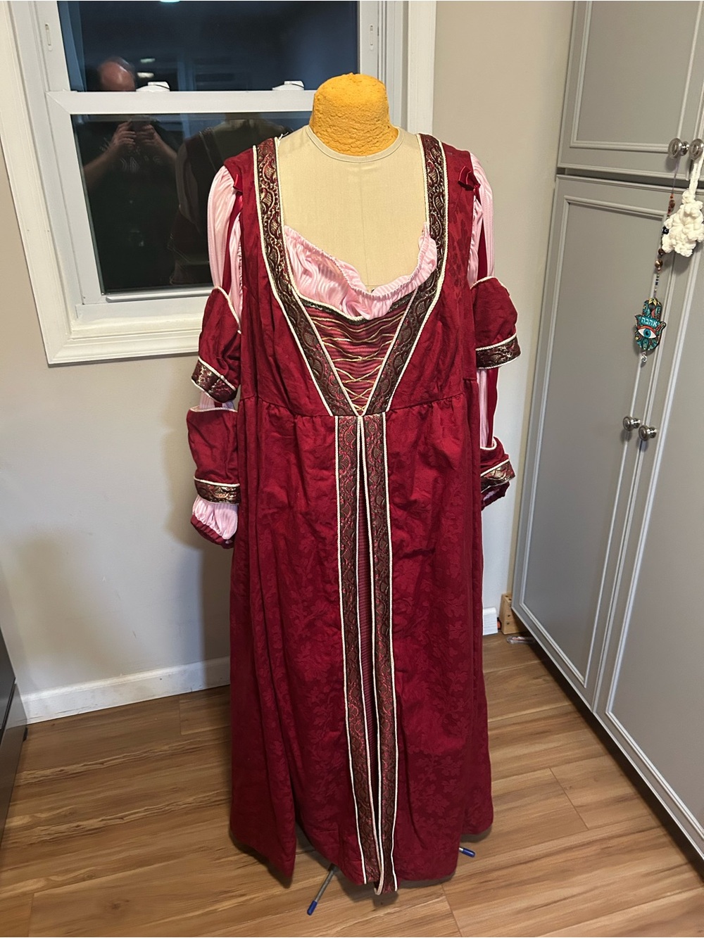 Vintage Burgundy Renaissance Dress with Pink Lining Size 22 Costume